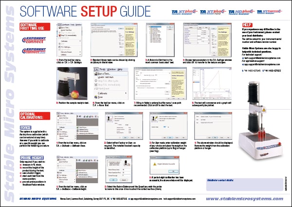 助教。XTplusCTexture Analyser Software Setup Setup Guide